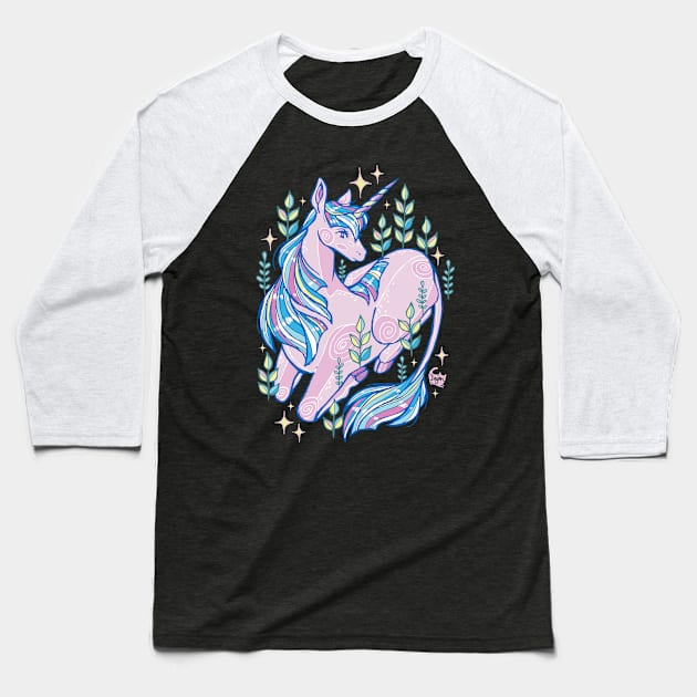 Resting Unicorn Baseball T-Shirt by DajonAcevedo